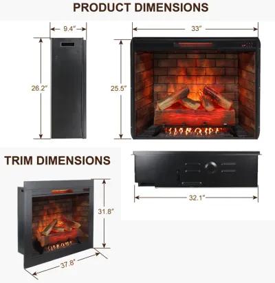 MONDAWE 33 Inch Infrared Electric Fireplace Insert, Touch Panel Home Decor Heater, Smokeless Firebox With Trim Kit