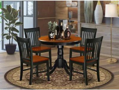 East West Furniture Dining Room Set Black & Cherry, ANNO5-BCH-W