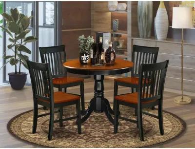 East West Furniture Dining Room Set Black & Cherry, ANNO5-BCH-W