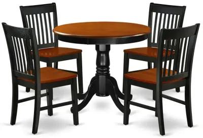 East West Furniture Dining Room Set Black & Cherry, ANNO5-BCH-W