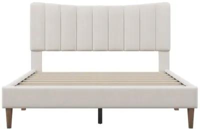 Merax Upholstered Platform Bed Frame with Vertical Channel Tufted Headboard, No Box Spring Needed