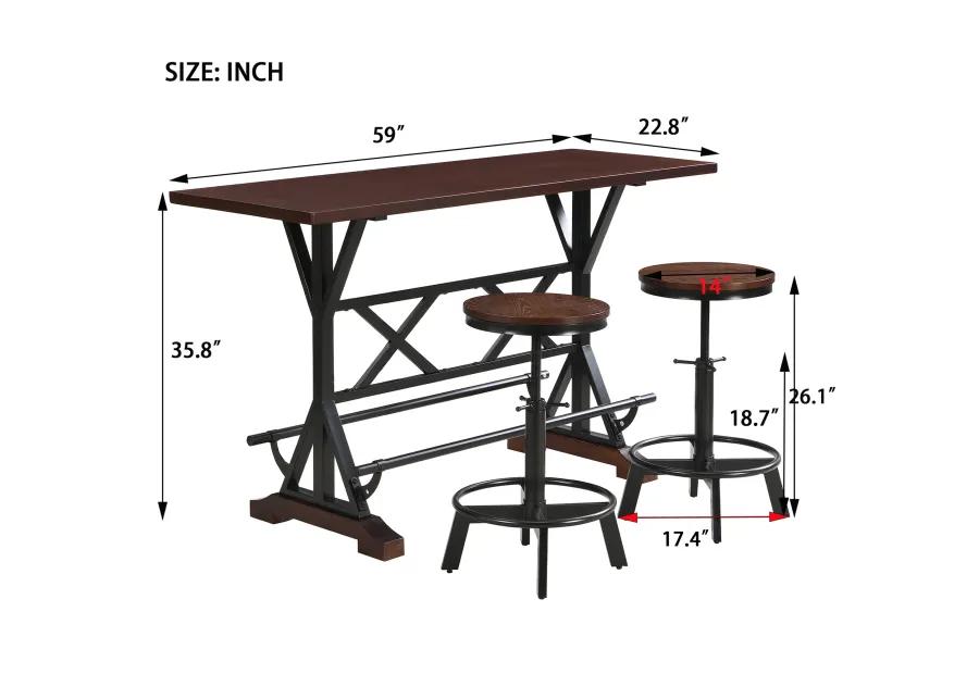 Merax 3-Piece Bar Dining Table Stools Set