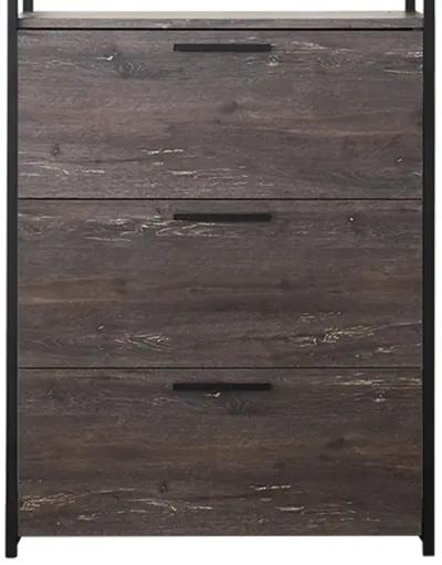 Gin Modular Closet System, 3 Rustic Gray Drawers, 1 Hanging Rod, Black