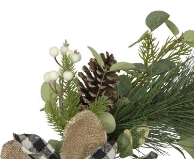 Magnolia and Frosted Pine Cones Artificial Christmas Wreath -  22-Inch  Unlit