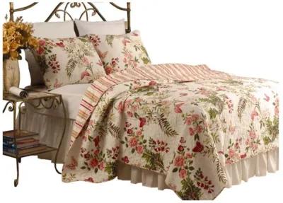 QuikFurn Twin size 100% Cotton Quilt Set with Sham in Pink Floral Butterfly