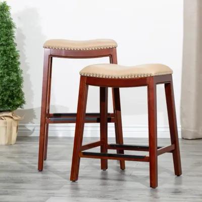 30" Barstool, Bone Leather Seat