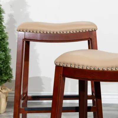 30" Barstool, Bone Leather Seat