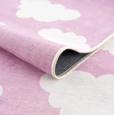 Nizar Pink Cloud Washable Kids Rug