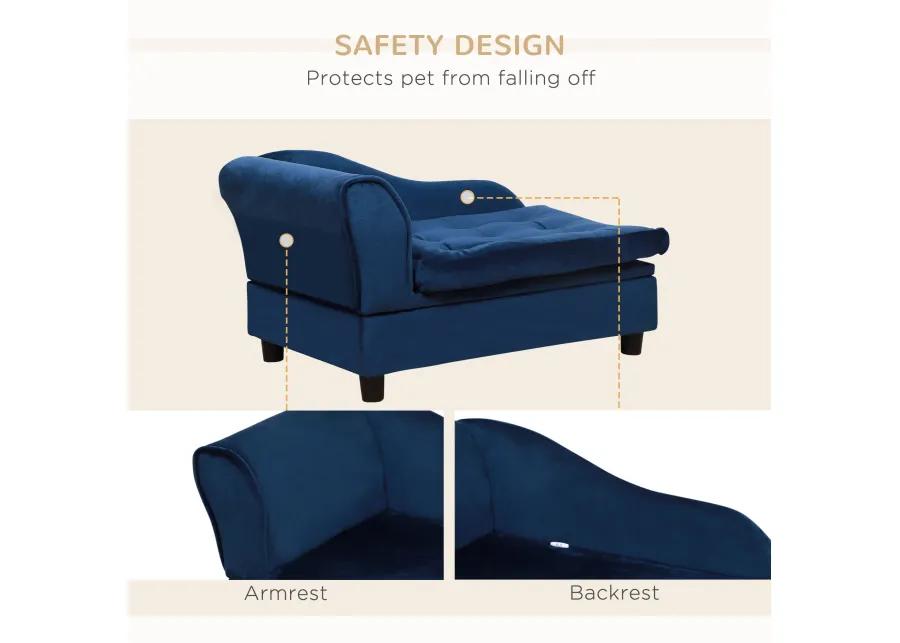 Blue Pet Lounger: Sofa Bed with Storage for Cats and Small Dogs