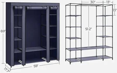 Portable Clothes Storage Solution with Shelves & Hanging Rail