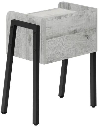 Monarch Specialties I 3591 Accent Table, Side, End, Nightstand, Lamp, Living Room, Bedroom, Metal, Laminate, Grey, Black, Contemporary, Modern