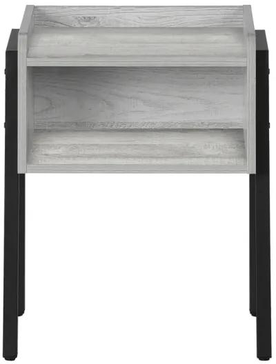 Monarch Specialties I 3591 Accent Table, Side, End, Nightstand, Lamp, Living Room, Bedroom, Metal, Laminate, Grey, Black, Contemporary, Modern