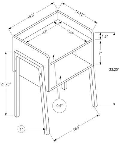 Monarch Specialties I 3591 Accent Table, Side, End, Nightstand, Lamp, Living Room, Bedroom, Metal, Laminate, Grey, Black, Contemporary, Modern