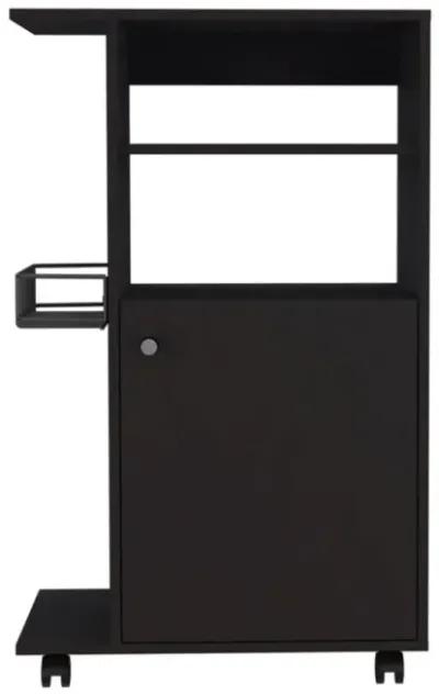 Clip Kitchen Cart, Single Door Cabinet, Four Casters - Black