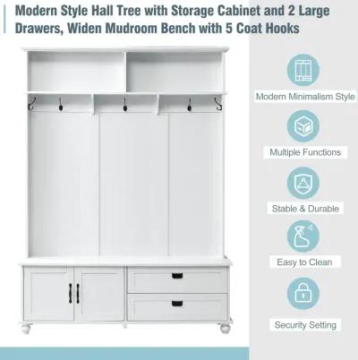 Merax Modern Hall Tree with Bench and Storage Cabinet