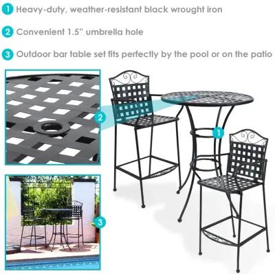 Sunnydaze Scrolling Wrought Iron Patio Dining Bar Chairs - Black - Set of 2