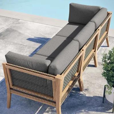 Modway - Clearwater Outdoor Patio Teak Wood Sofa