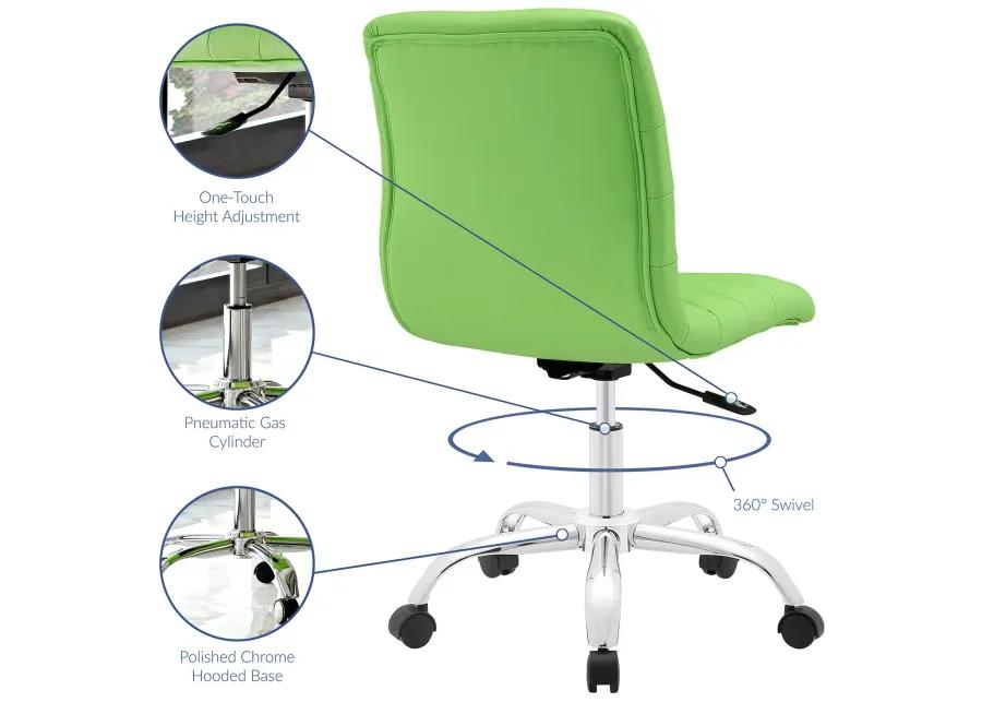 Modway Furniture - Ripple Armless Mid Back Vinyl Office Chair Bright Green