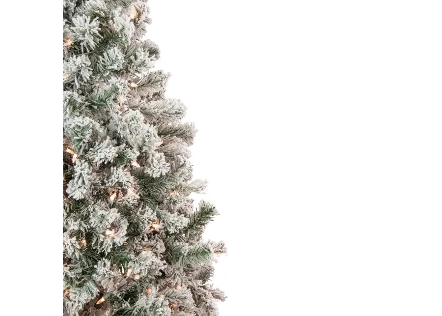 4.5' Pre-Lit Flocked Madison Pine Artificial Christmas Tree  Clear Lights