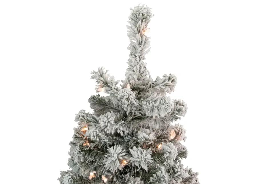 4.5' Pre-Lit Flocked Madison Pine Artificial Christmas Tree  Clear Lights