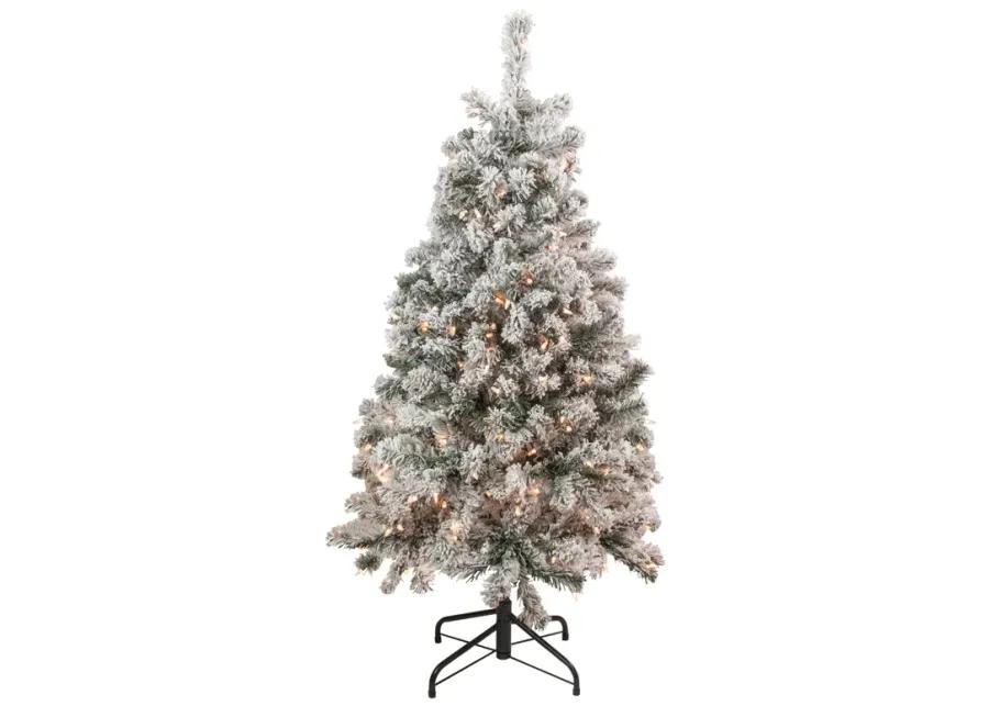 4.5' Pre-Lit Flocked Madison Pine Artificial Christmas Tree  Clear Lights