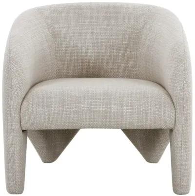 30 Inch Accent Chair, Polyester Blend Upholstery, Curved Design, Beige - Benzara