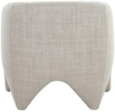 30 Inch Accent Chair, Polyester Blend Upholstery, Curved Design, Beige - Benzara