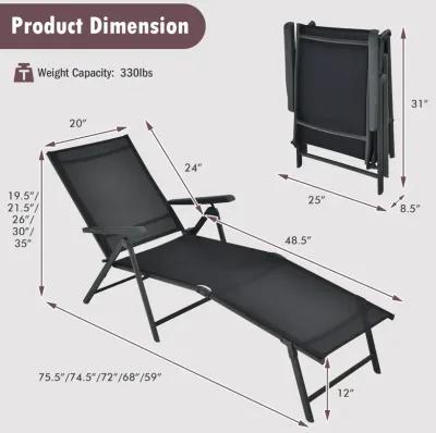 Patio Foldable Chaise Lounge Chair with Backrest and Footrest