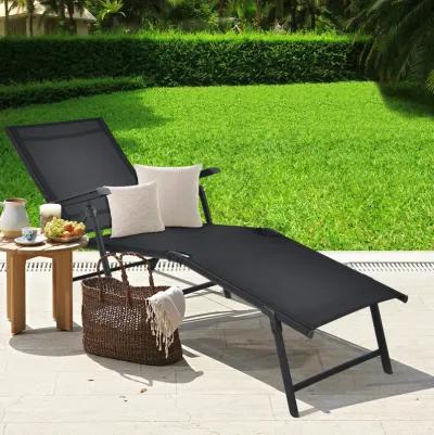 Patio Foldable Chaise Lounge Chair with Backrest and Footrest