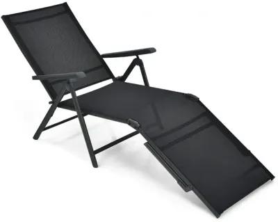 Patio Foldable Chaise Lounge Chair with Backrest and Footrest