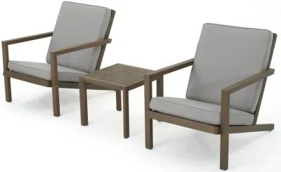 Merax 3 PCS Wood Frame Patio Chairs Table Conversation Set