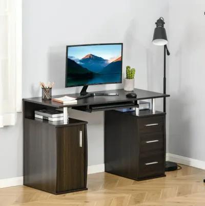 Black Home Office: 47" Computer Desk with Keyboard Tray and Storage