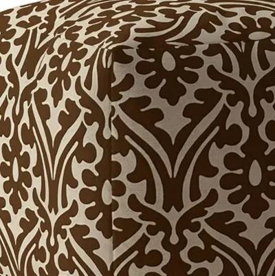 Homezia 17" Brown Damask Pouf Ottoman