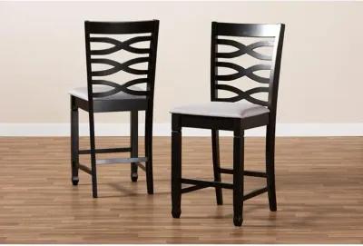 Espresso Brown Finished Wood Counter Height Pub Chair Set of 2