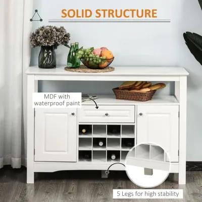 White Dining Room Hutch: Sideboard Buffet with Wine Rack and Drawer