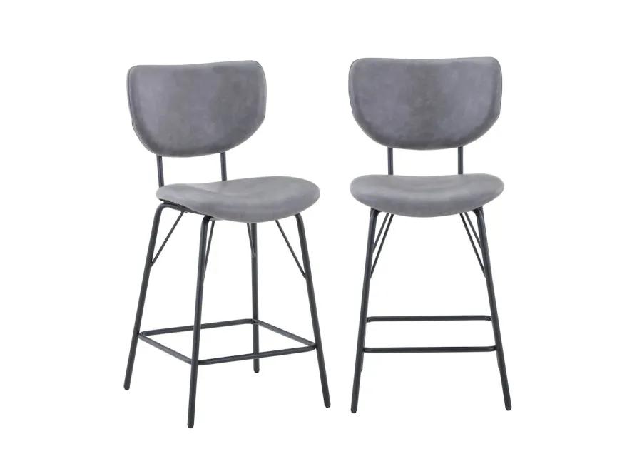 Jofran Modern Faux Leather Split-Back Upholstered Counter Height Barstool (Set of 2)