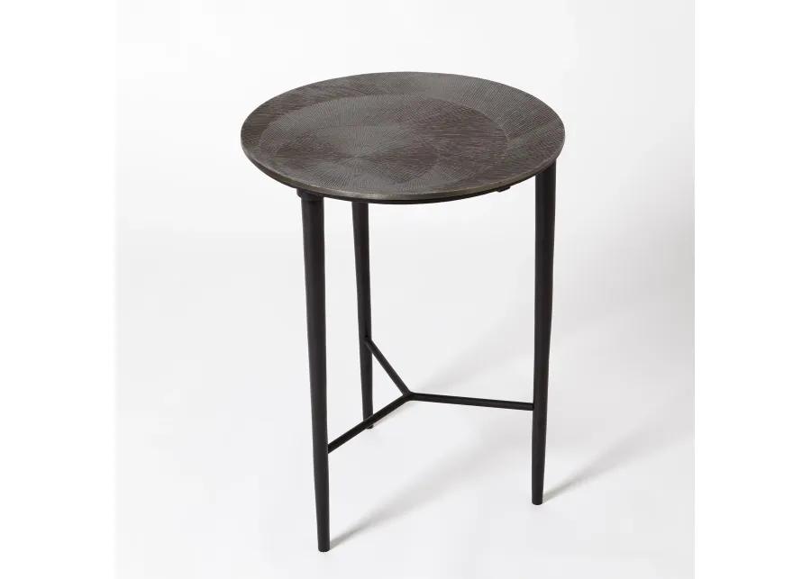 Circle Etched Accent Table-Black