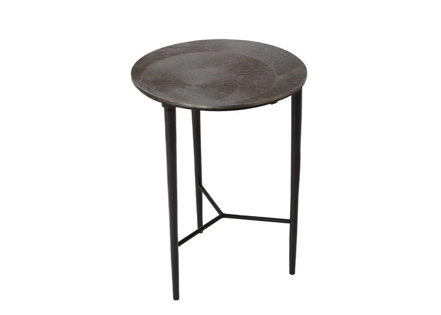 Circle Etched Accent Table-Black