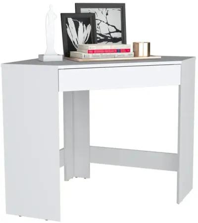 Savoy Corner Desk with Compact Design and Drawer, White -Office