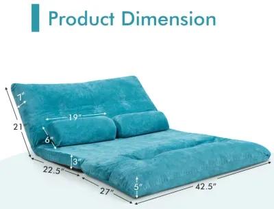 6-Position Adjustable Sleeper Lounge Couch with 2 Pillows