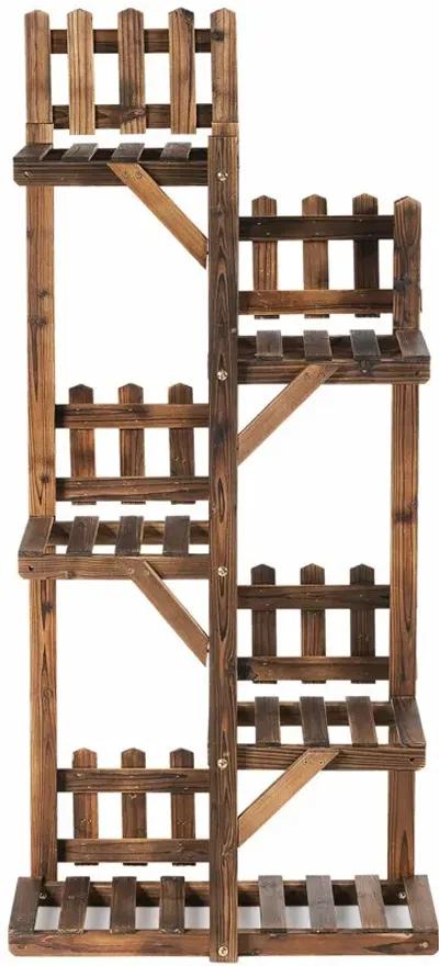 5-Tier Flower Rack Wood Plant Stand 6 Pots Display Shelf