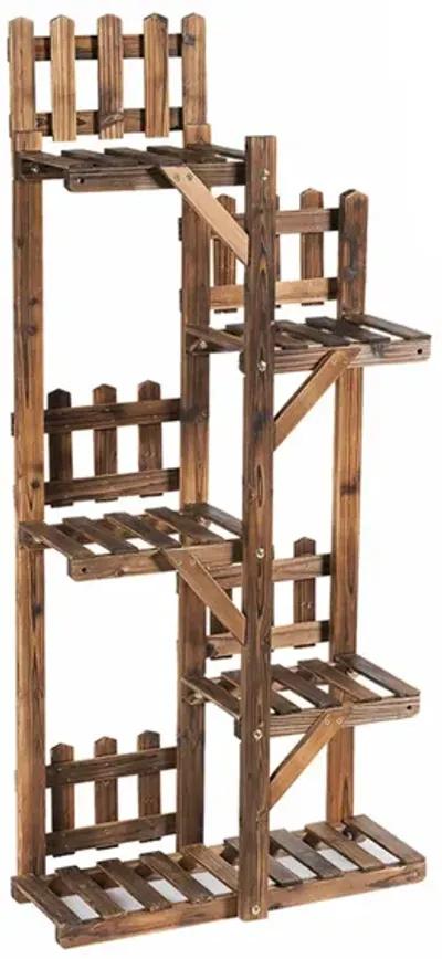 5-Tier Flower Rack Wood Plant Stand 6 Pots Display Shelf