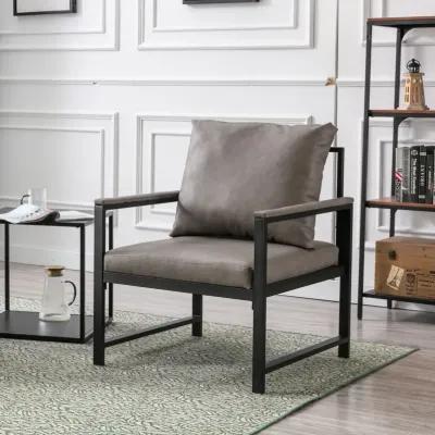 Hivvago Single Sofa Faux Leather Accent Chair with Powder Coated Metal Legs