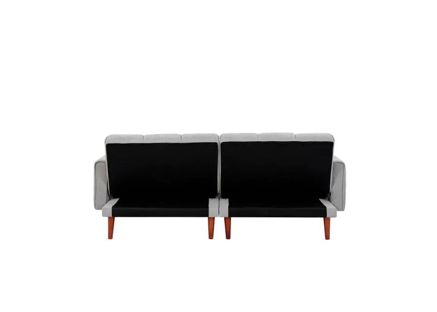 Modern Grey Convertible Futon with Pillows