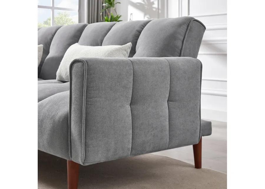 Modern Grey Convertible Futon with Pillows