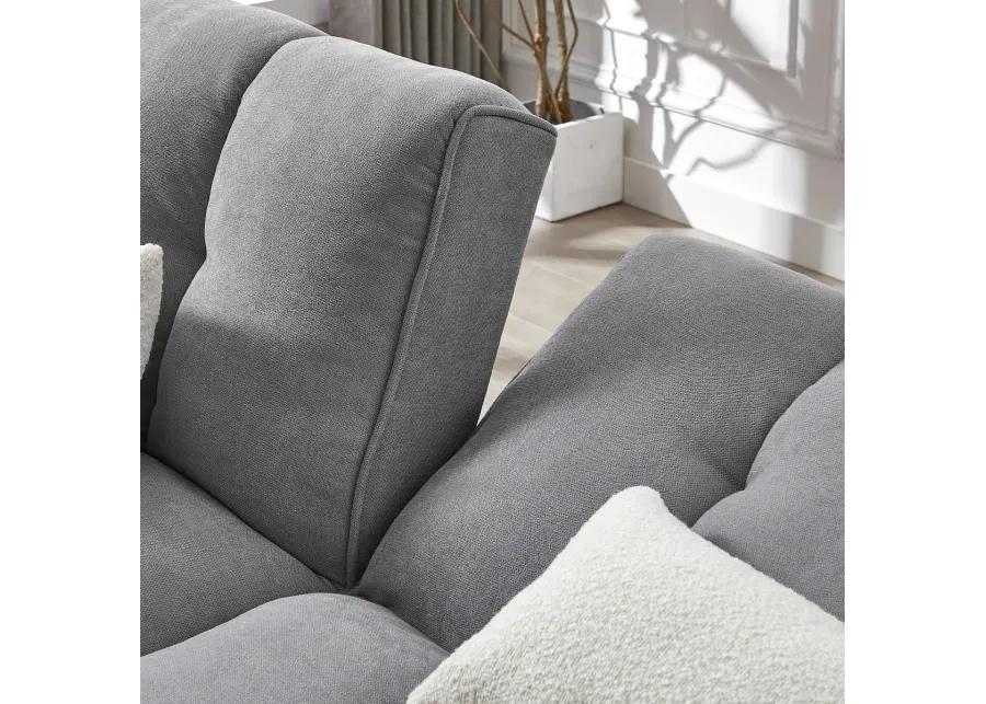 Modern Grey Convertible Futon with Pillows