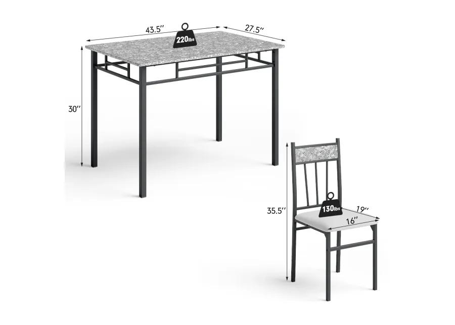 5 Pieces Faux Marble Dining Set Table with Solid Steel Frame