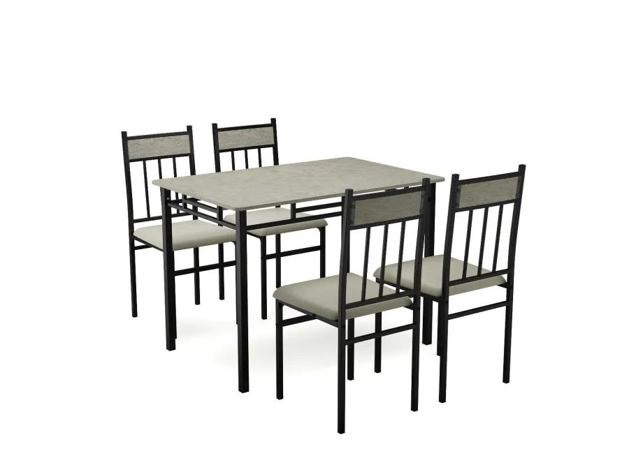 5 Pieces Faux Marble Dining Set Table with Solid Steel Frame