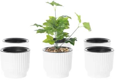 White Flower Pot Self Watering Planter, 6 Pack