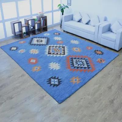 RUGSOTIC CARPETS HAND TUFTED WOOL ECO-FRIENDLY AREA RUGS  - 9'x12', Rectangle Shape, Light Blue, Classic Oriental Traditional  Design, High Pile Thick Handmade Anti Skid Area Rugs (K00S07)